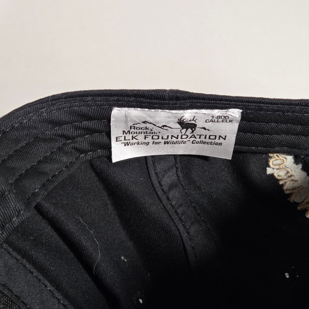 RMEF Rocky Mountain Elk Foundation Hat Life Member Cap Black Brown Leather Strap - Picture 10 of 10